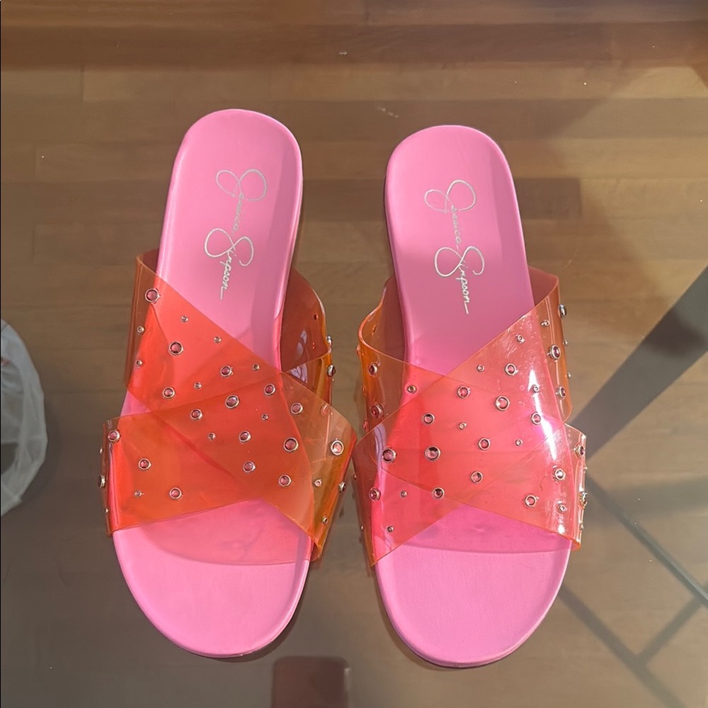 Pink and Orange Slide Sandals